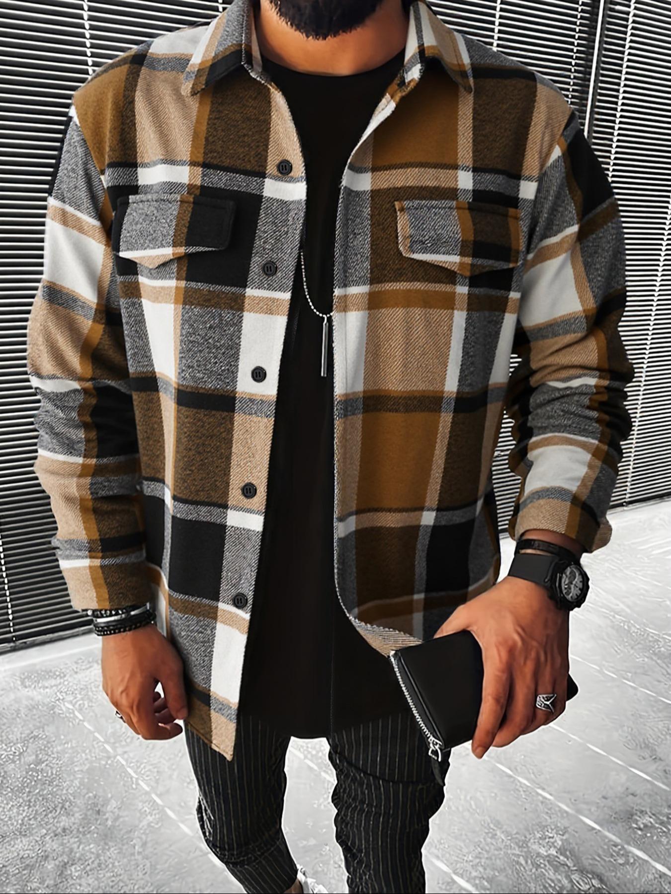 Flannel Shirt Lined - Camisa a cuadros retro para hombre,